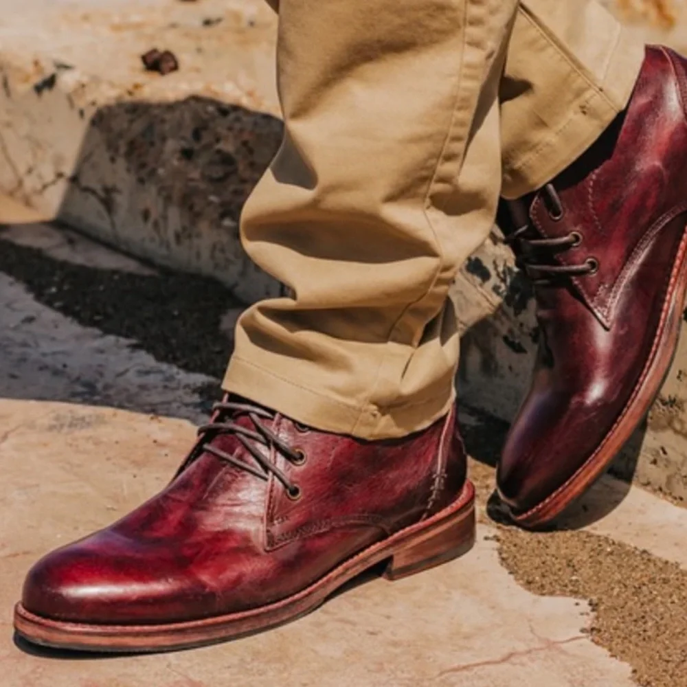Freebird by Steven Mens‎ Mccoy Chukka Boots Leather Sz 11 Burgundy Red